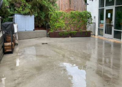 Stained patio after pressure wash.