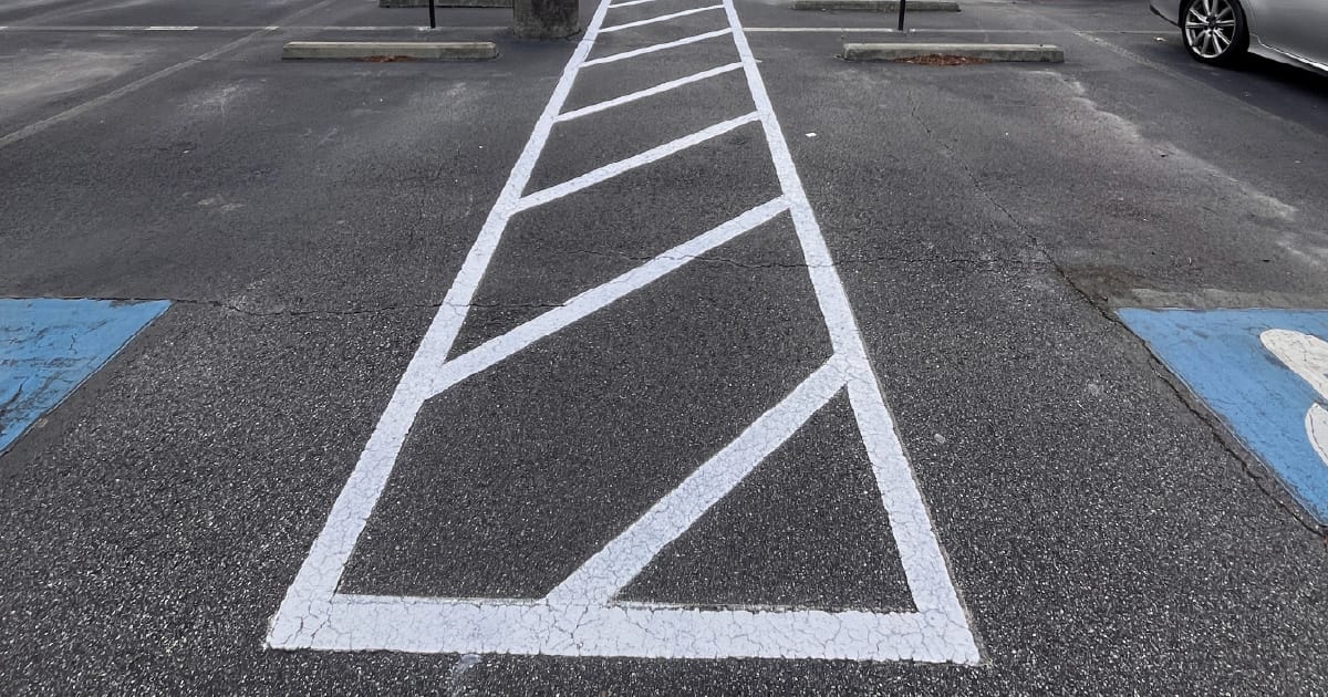 Fresh parking lot striping