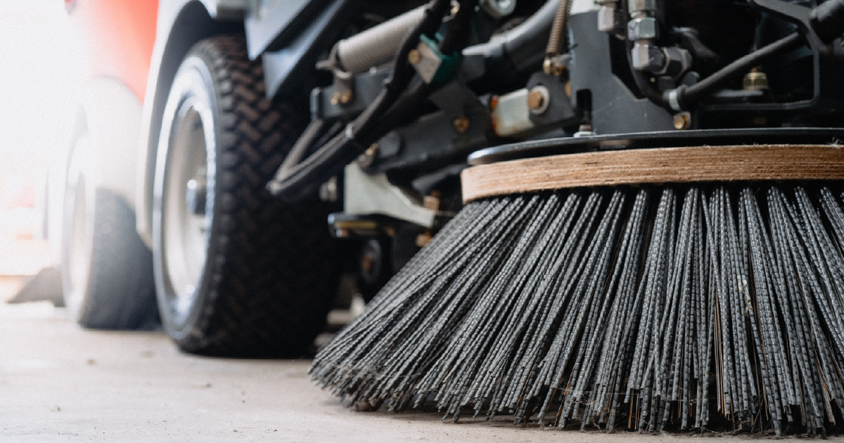 A commercial sweeping truck