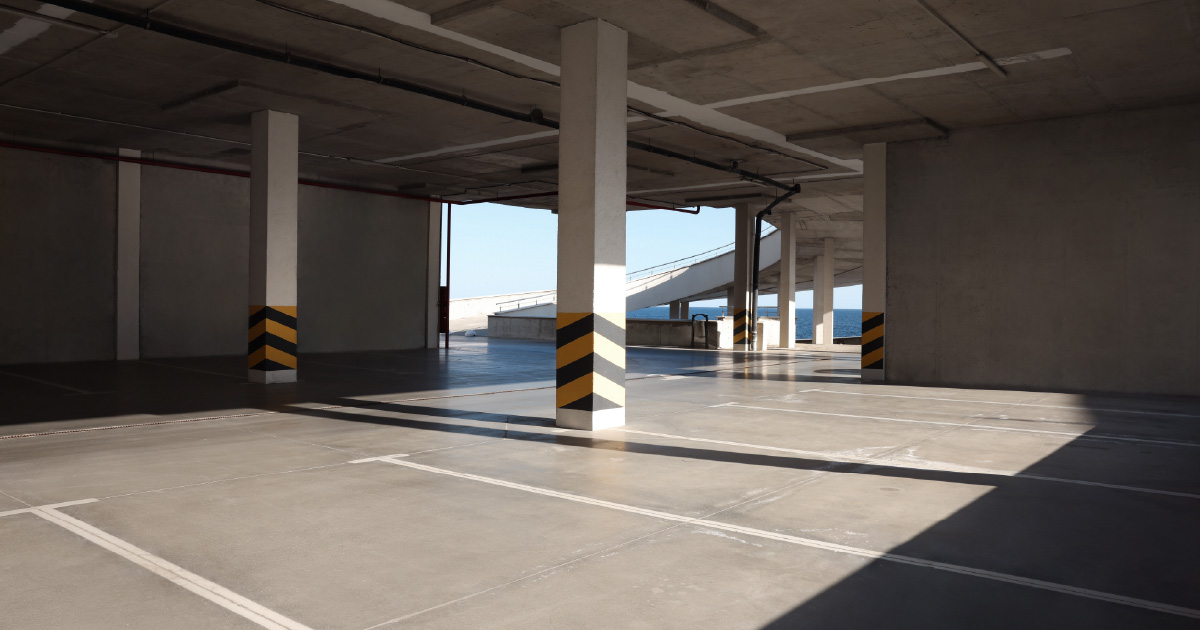 A professionally deep cleaned parking deck